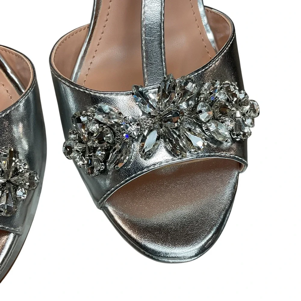 Lauren Lorraine Rhinestone Ornamented Sandal Stiletto Heeled Sandal Size 10‎ NWB